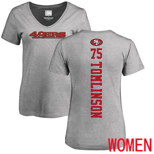San Francisco 49ers Ash Women Laken Tomlinson Backer #75 NFL T Shirt->nfl t-shirts->Sports Accessory